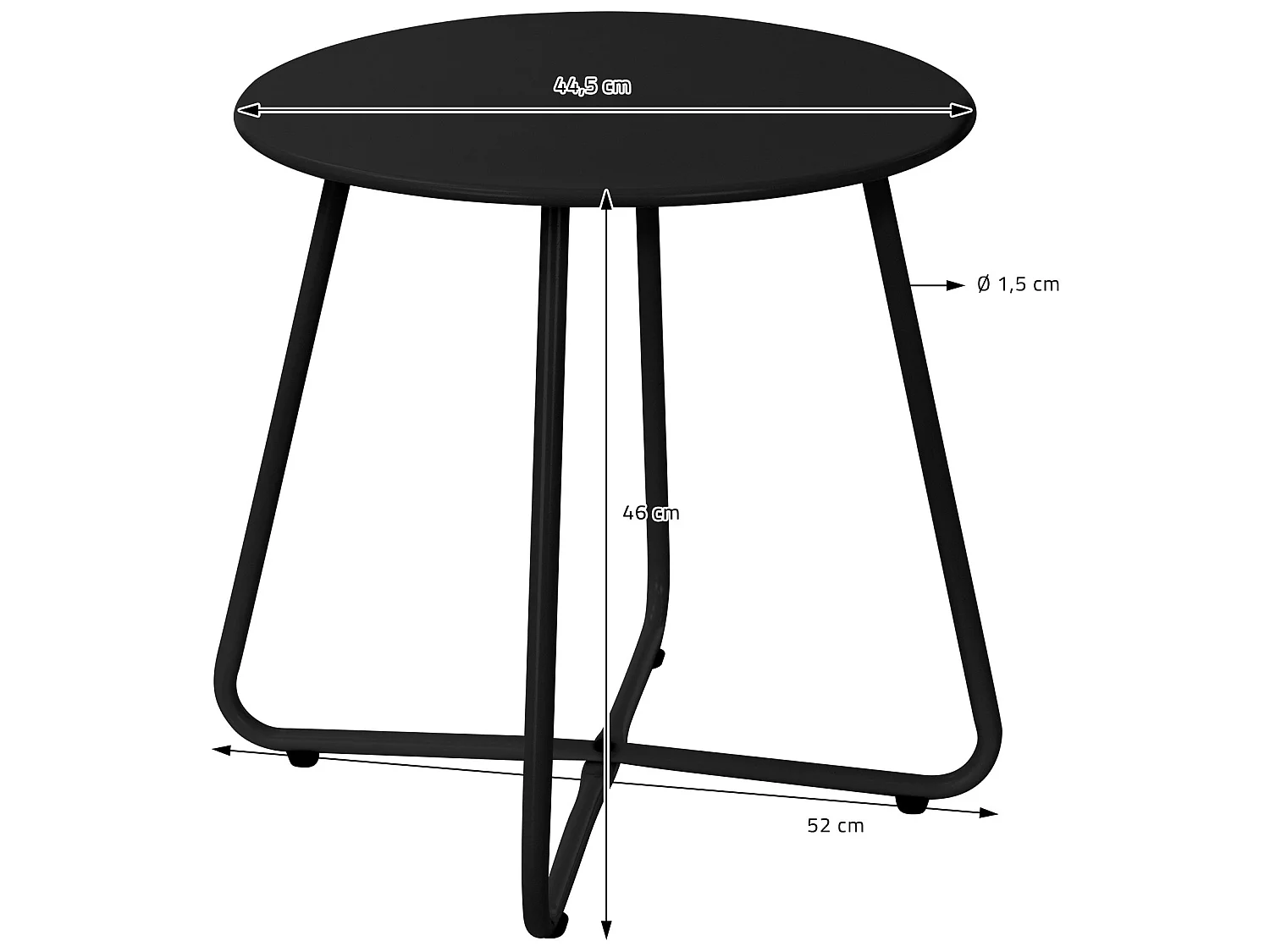 Table basse en métal noir table d`appoint ronde table de chevet de salon/jardin