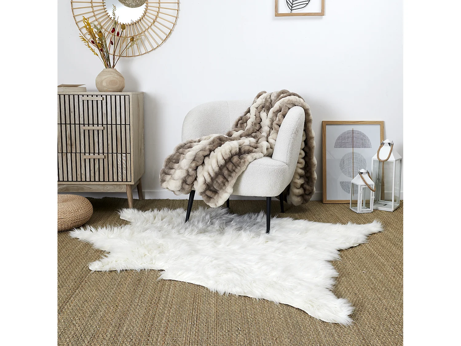 Tapis Blanc Four Forme Animal 120x158cm Blanc
