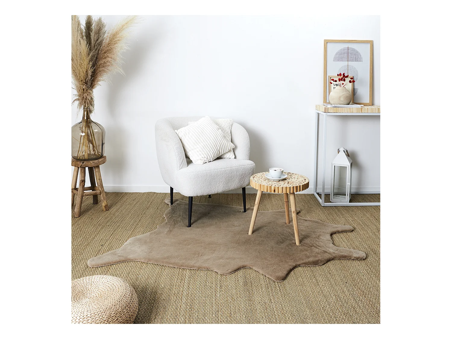 Tapis Taupe Fourr Forme Animal 120x158cm Beige