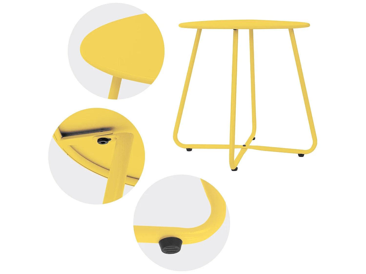 Table basse en métal jaune table d`appoint ronde table de chevet de salon/jardin