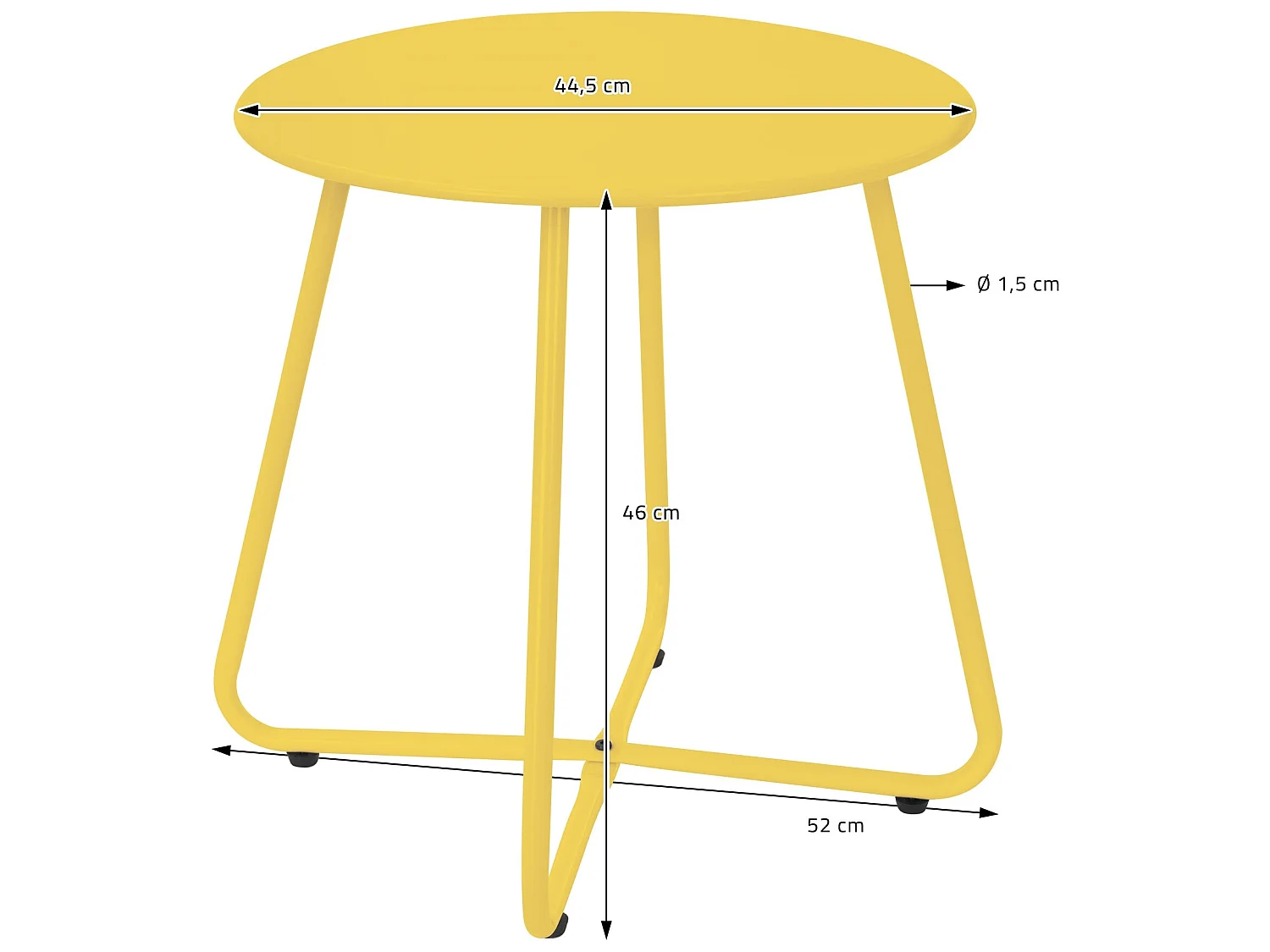 Table basse en métal jaune table d`appoint ronde table de chevet de salon/jardin