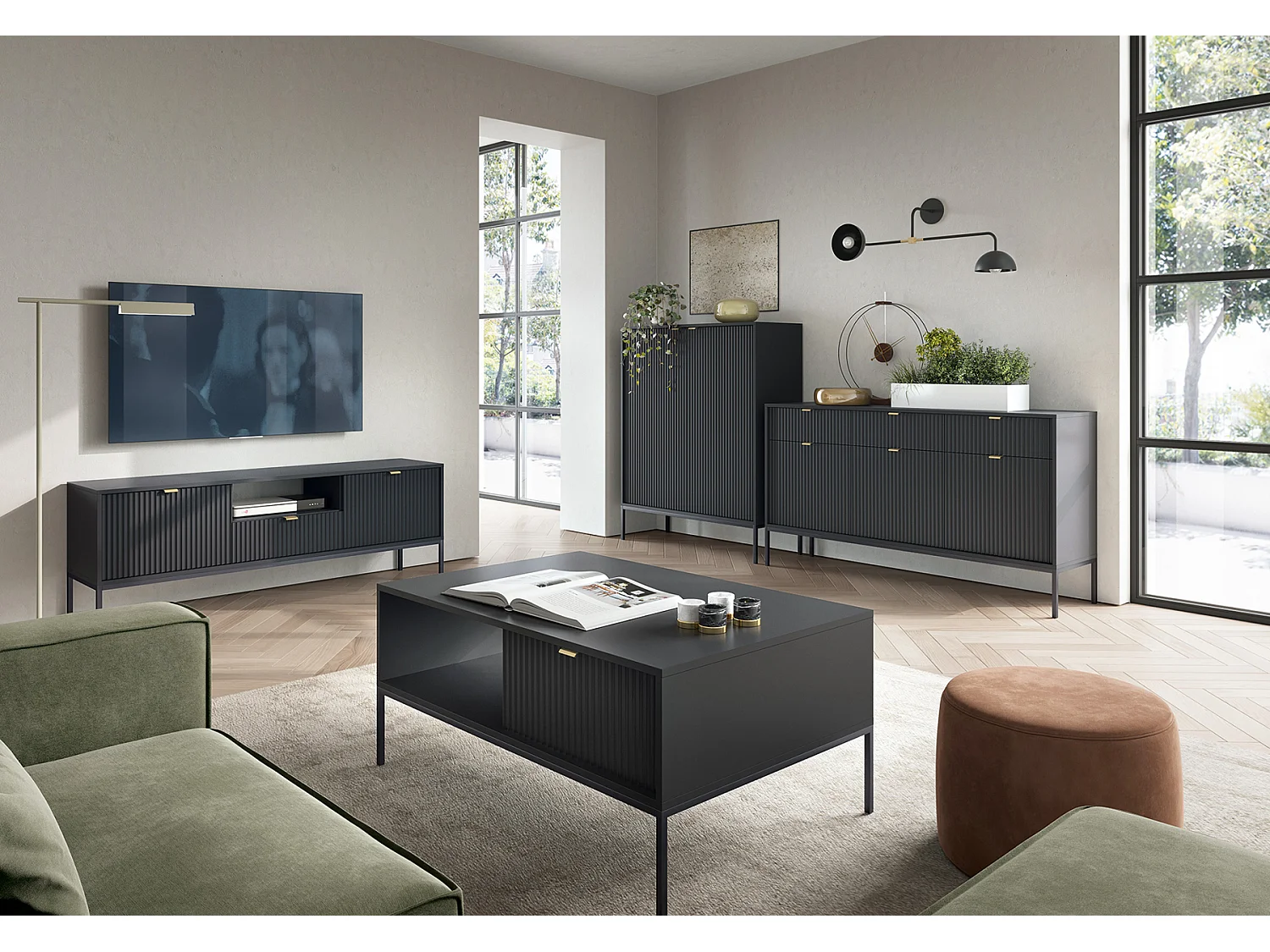 Table basse - 104x68 cm - noir avec pieds noires - VELLORE