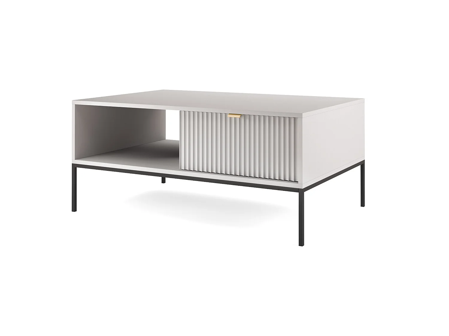 Table basse - 104x68 cm - gris avec pieds noires - VELLORE