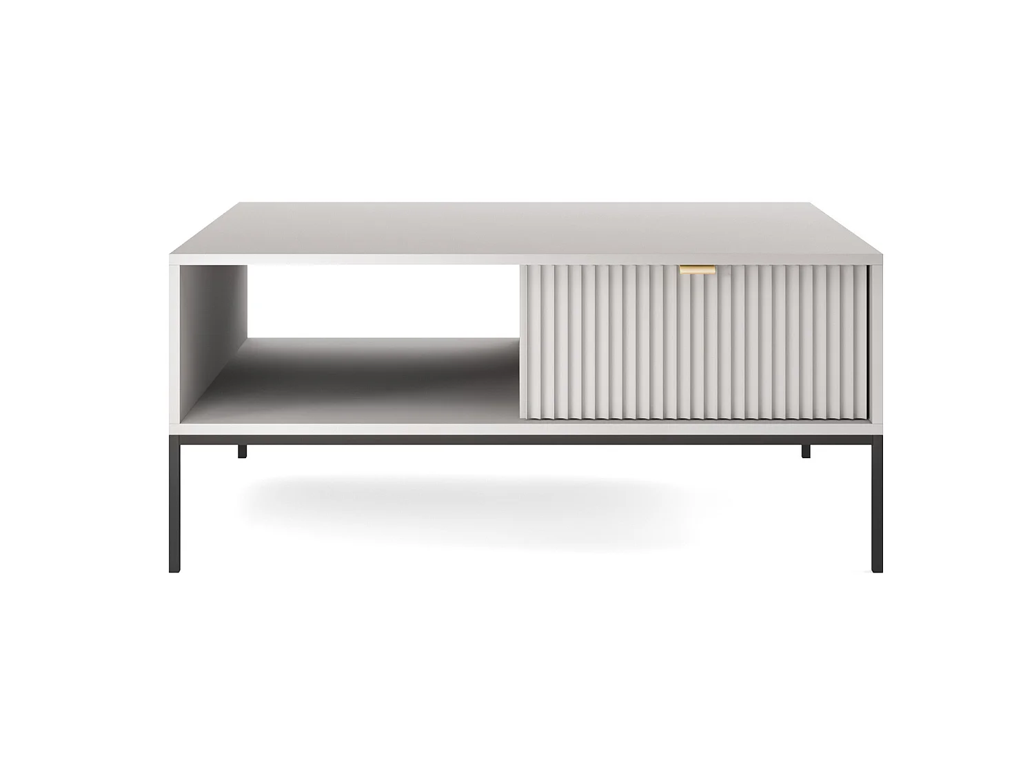 Table basse - 104x68 cm - gris avec pieds noires - VELLORE