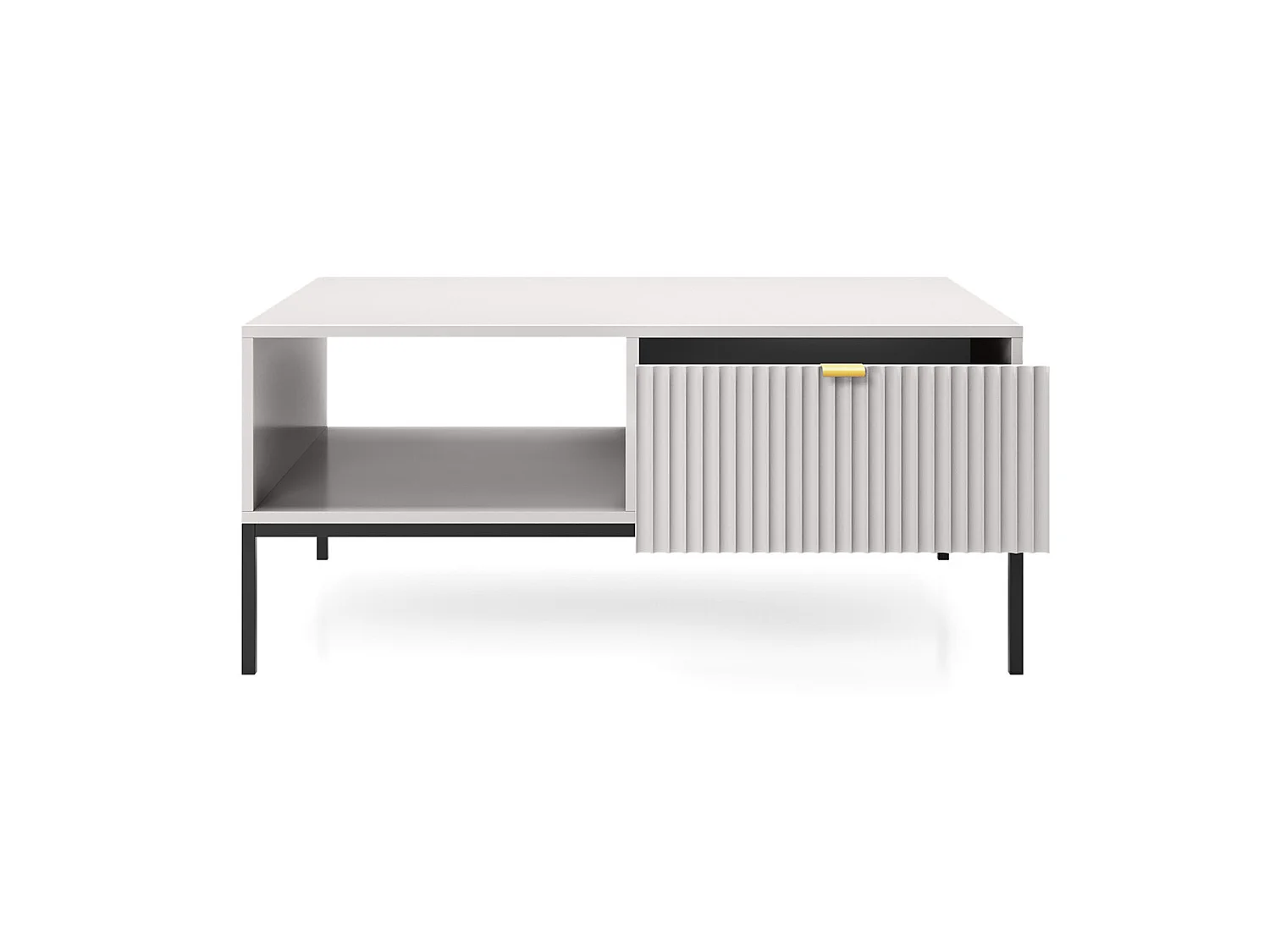 Table basse - 104x68 cm - gris avec pieds noires - VELLORE