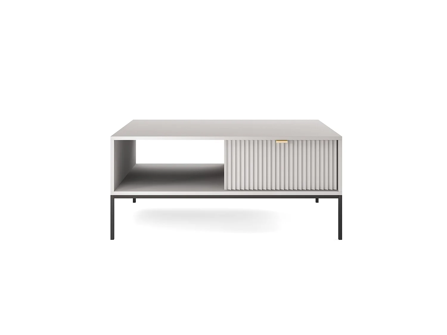 Table basse - 104x68 cm - gris avec pieds noires - VELLORE