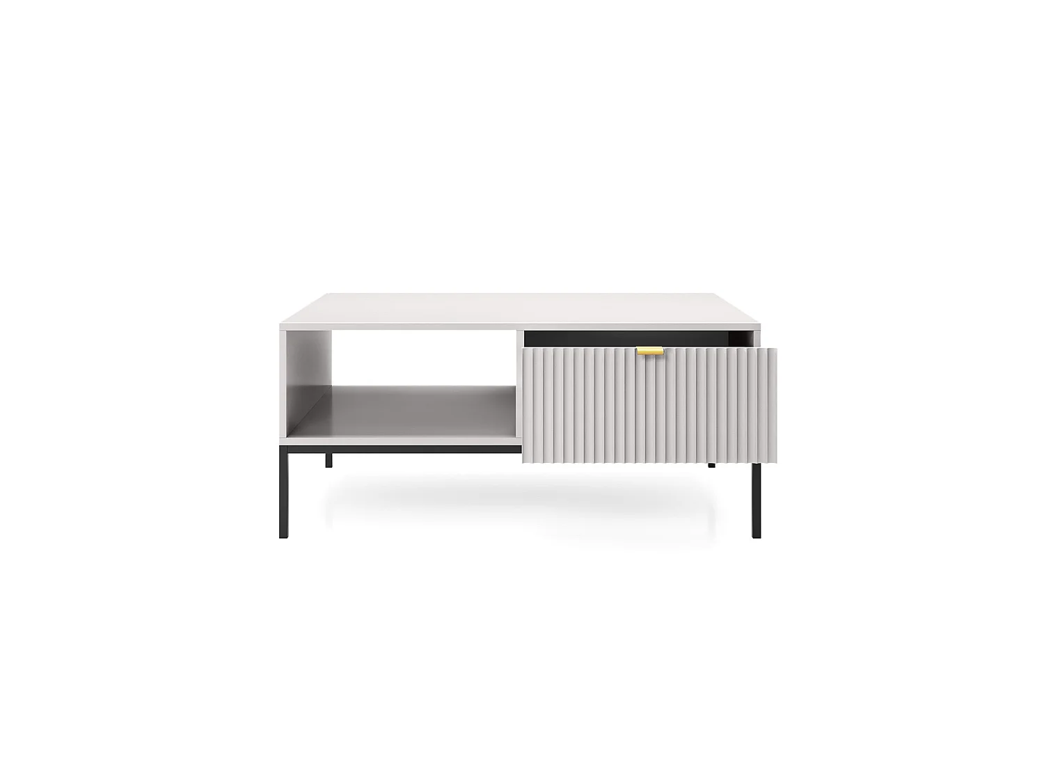 Table basse - 104x68 cm - gris avec pieds noires - VELLORE