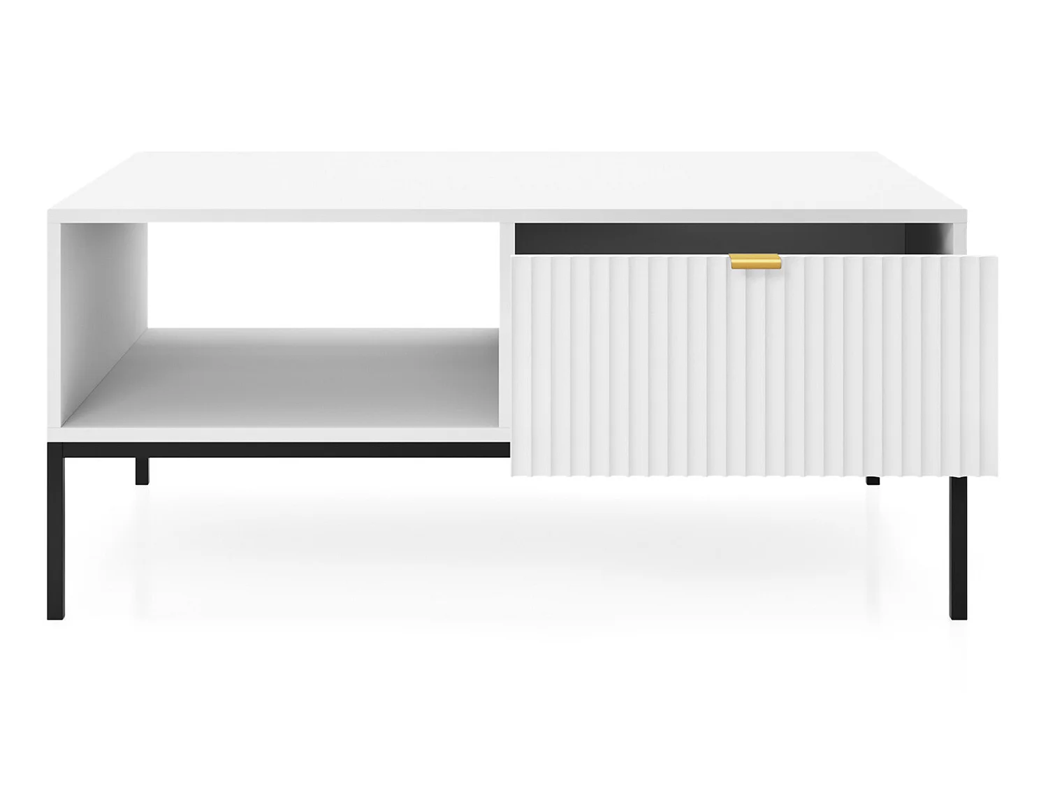 Table basse - 104x68 cm - blanc avec pieds noires - VELLORE