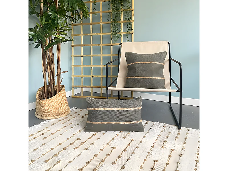 Federa per cuscino in cotone con iuta Tasunka 45x45 verde