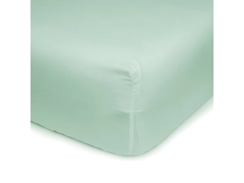 Drap-housse 100% coton. Dans des couleurs unies. 80x200cm eau de mer