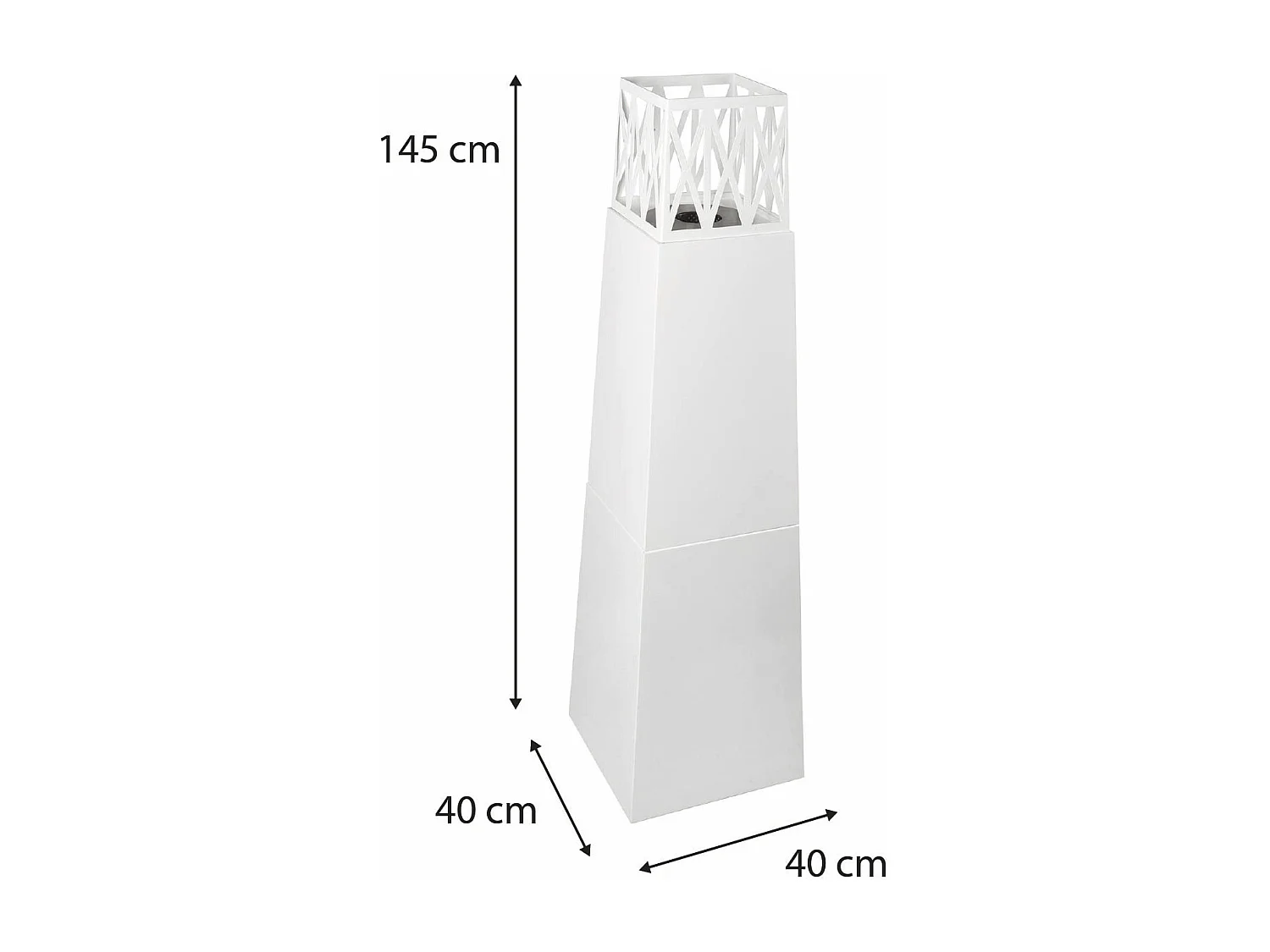 Cheminée Bioéthanol sur Pied Kekai Mauna Loa 40x40x145 cm Brûleur en Acier Inoxydable et Étouffoir, Couleur Blanc