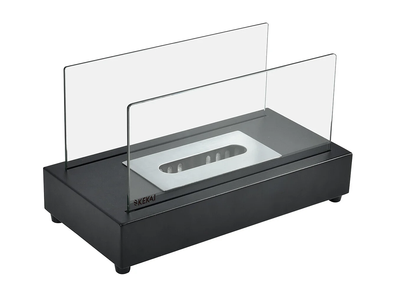 Cheminée Bioéthanol de Table Kekai Etna 35,5x18x20,5cm Brûleur en Acier Inoxydable, Verre Trempé et Étouffoir