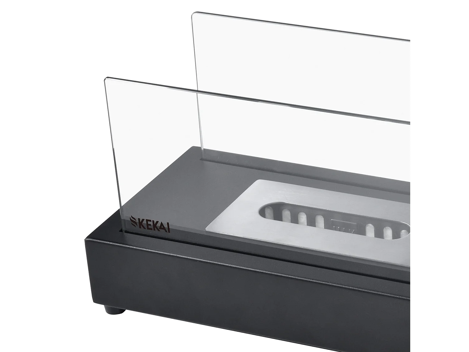 Cheminée Bioéthanol de Table Kekai Etna 35,5x18x20,5cm Brûleur en Acier Inoxydable, Verre Trempé et Étouffoir