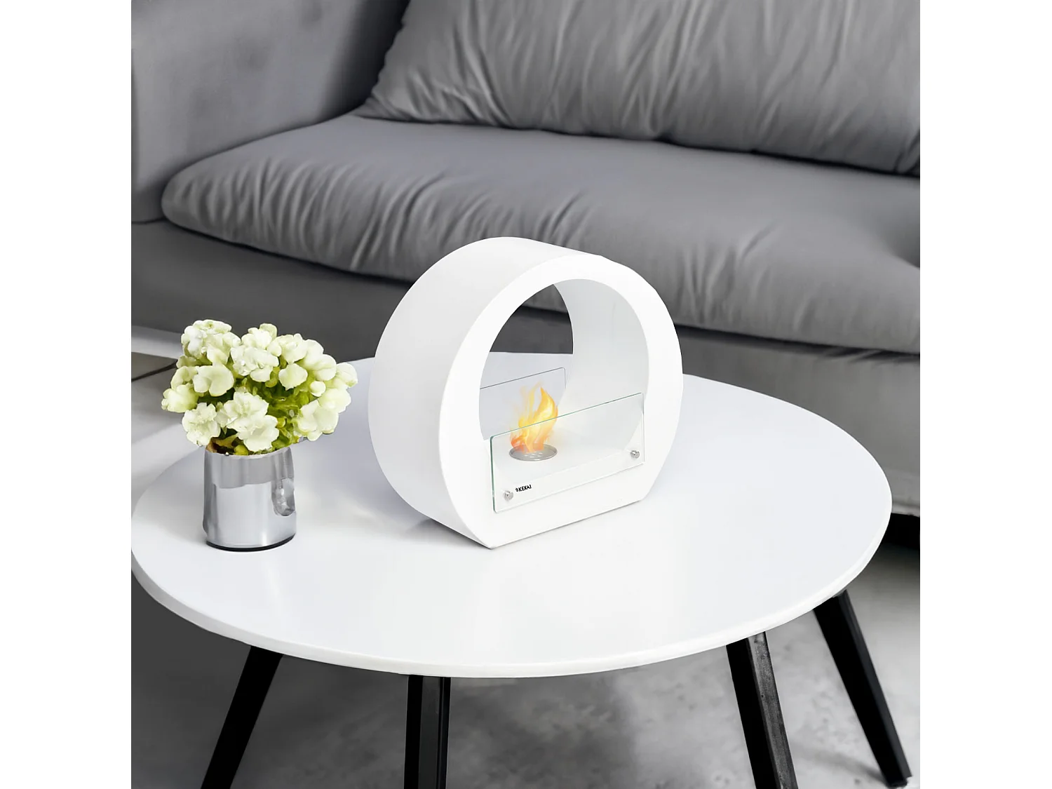 Cheminée Bioéthanol de Table Kekai Vesubio 40x18,2x35cm Brûleur en Acier Inoxydable, Verre Trempé et Étouffoir