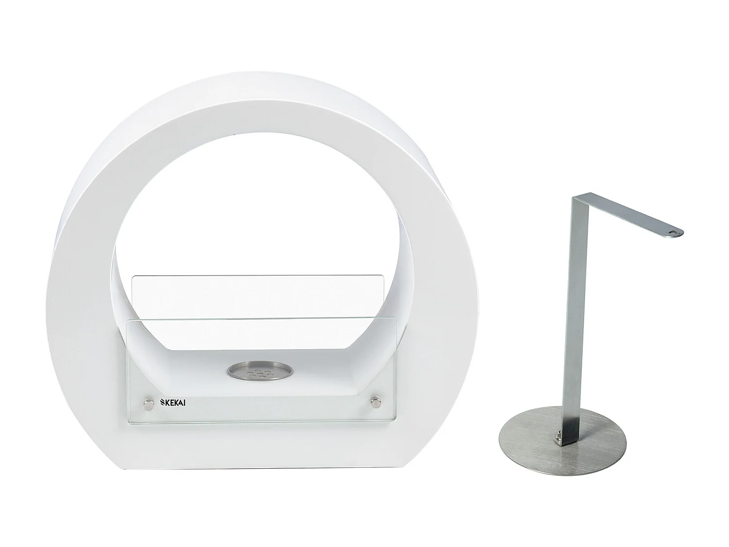 Cheminée Bioéthanol de Table Kekai Vesubio 40x18,2x35cm Brûleur en Acier Inoxydable, Verre Trempé et Étouffoir