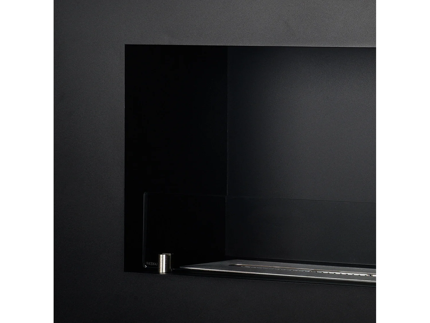 Biochimenea de Pared Empotrable Kekai Tambora 100x19x50 cm Quemador de Acero Inoxidable, Vidrio Templado y Accesorio Apagallamas