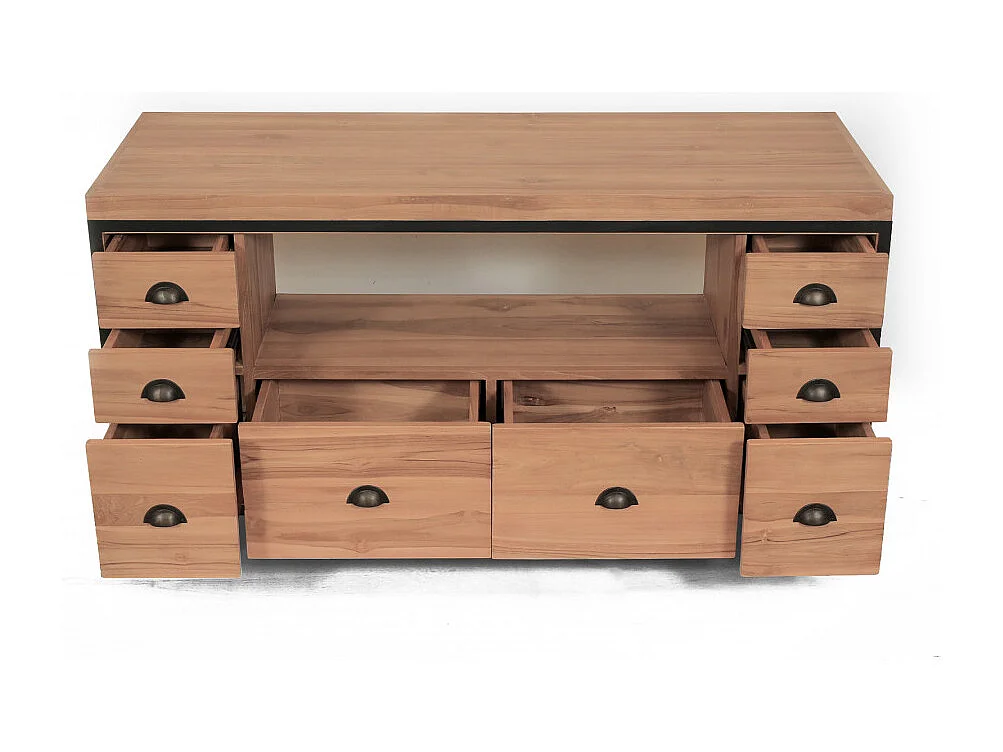 Jazz - Meuble salle de bain industriel en teck et métal 145 cm