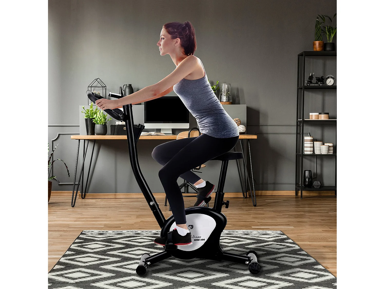 Vélo d'Appartement Keboo Serie 300 Friction Multifonction Réglable Manuellement, Siège Réglable et Moniteur LCD