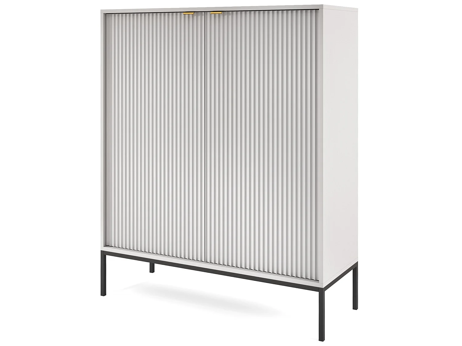 Highboard Hochkommode - 104 cm - Grau mit geriffelten Fronten - VELLORE