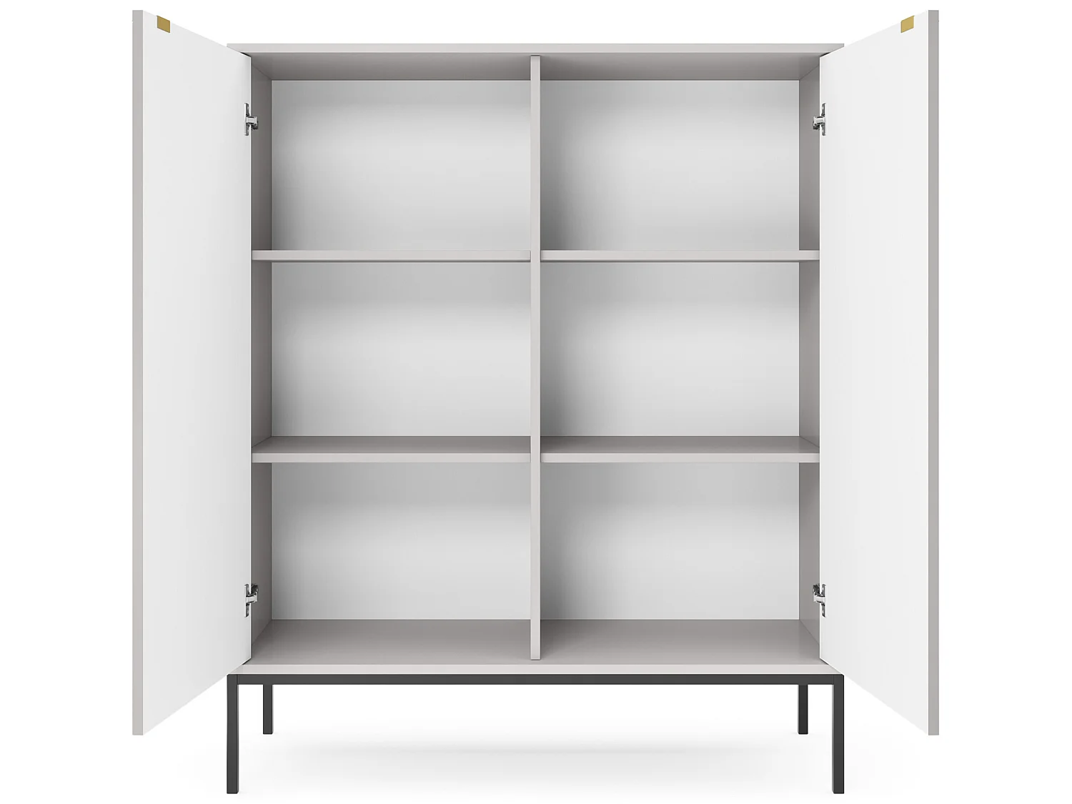 Highboard Hochkommode - 104 cm - Grau mit geriffelten Fronten - VELLORE