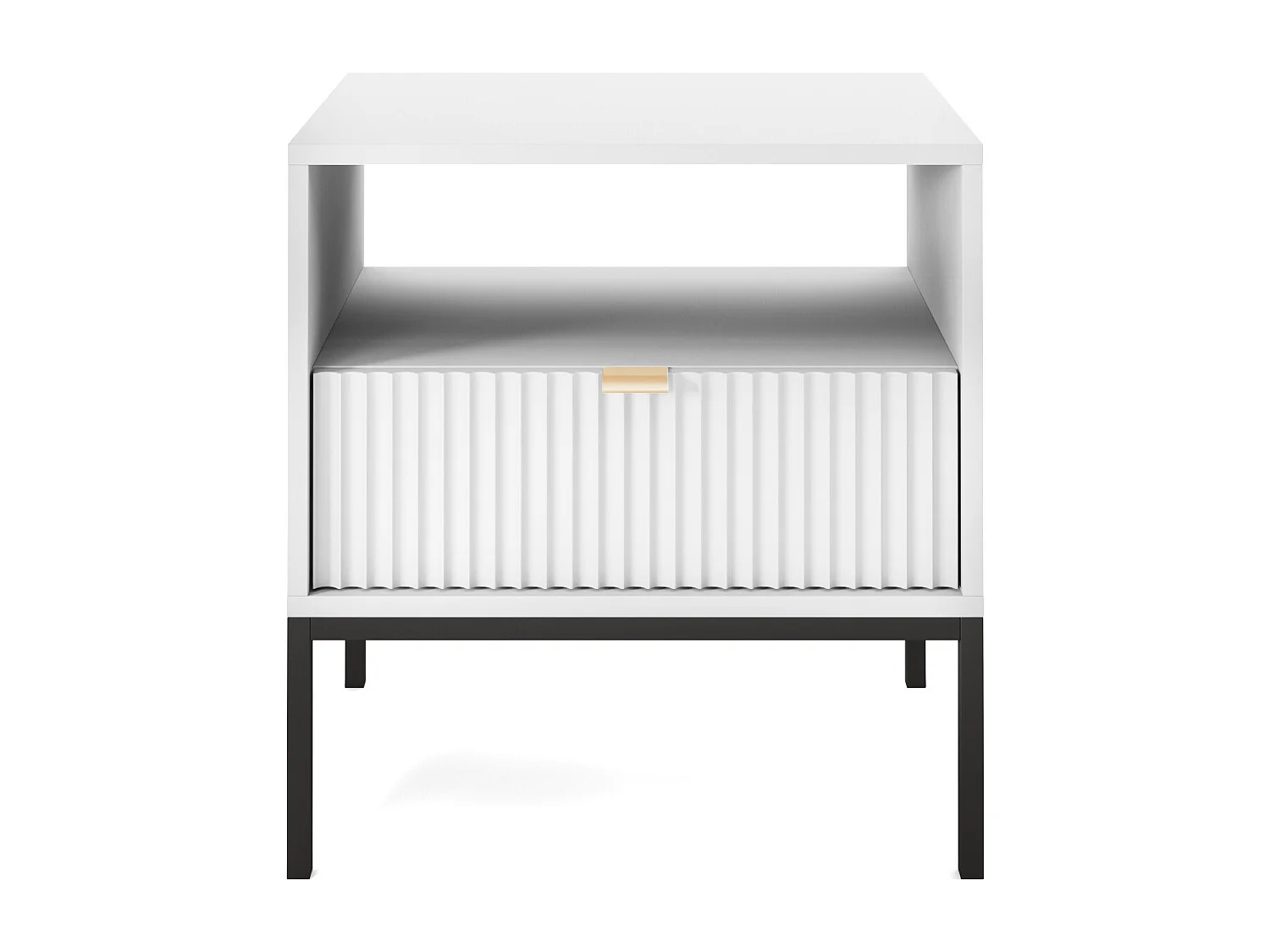 Nachttisch - 54 cm - weiß mit schwarzen Beinen - VELLORE