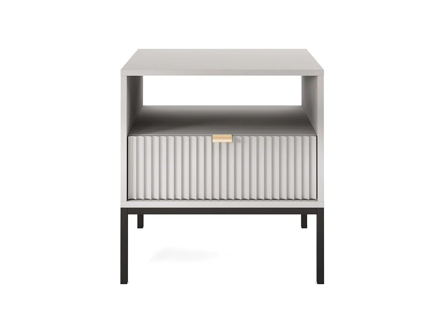 Table de chevet - 54 cm - gris avec pieds noires - VELLORE