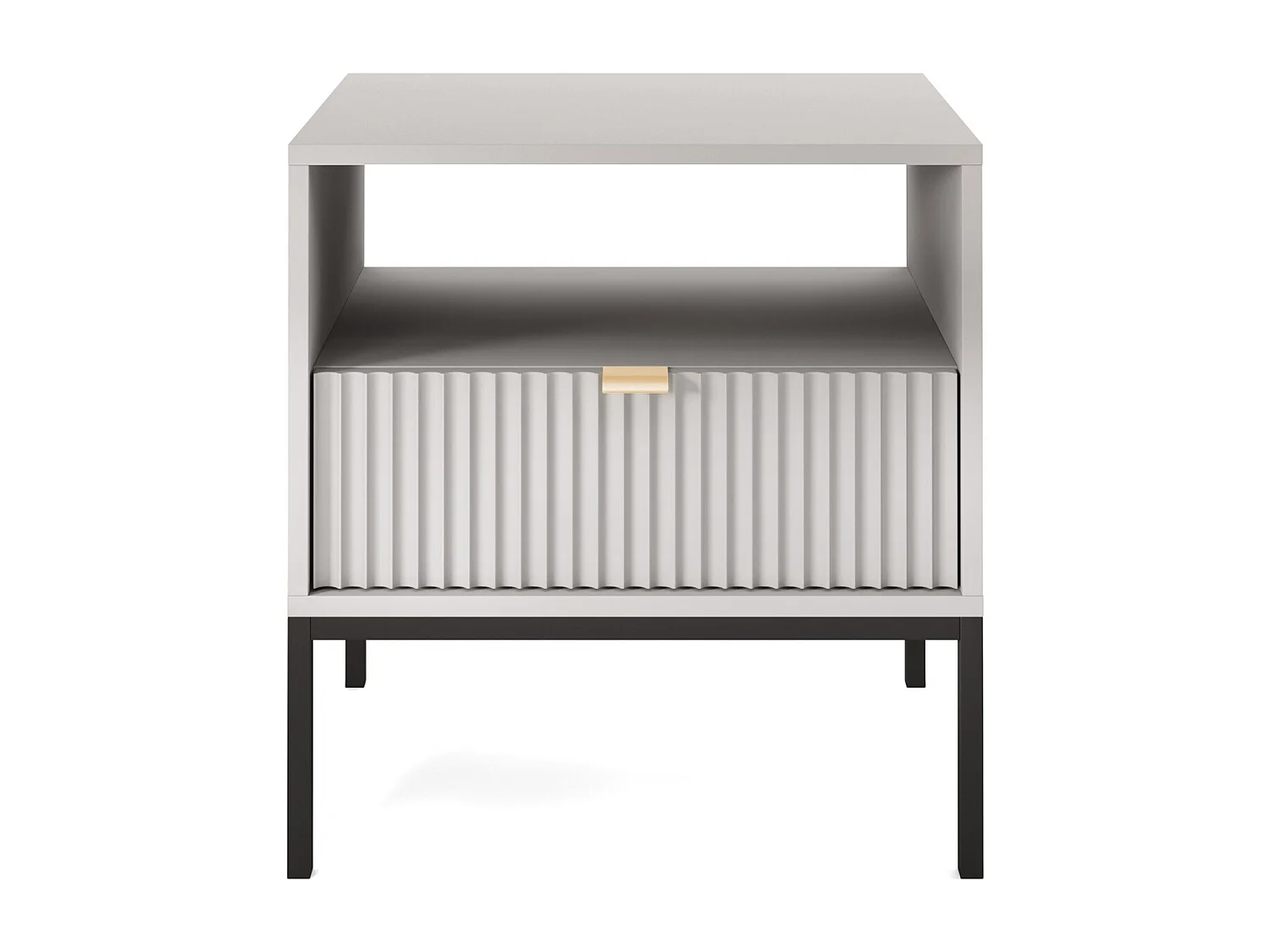 Table de chevet - 54 cm - gris avec pieds noires - VELLORE