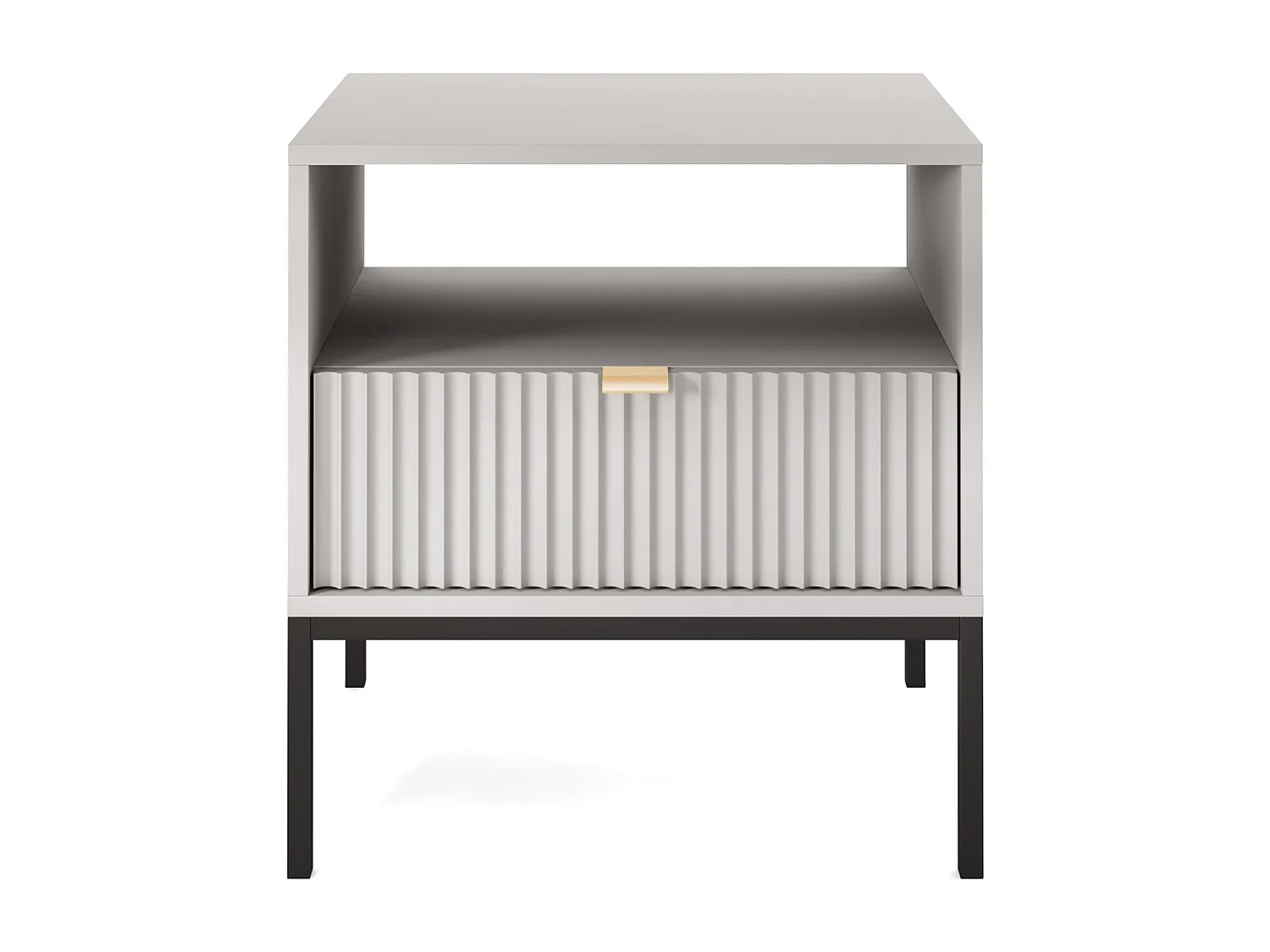 Nachttisch - 54 cm - grau mit schwarzen Beinen - VELLORE