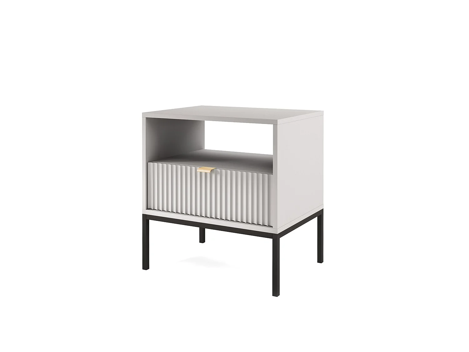 Table de chevet - 54 cm - gris avec pieds noires - VELLORE