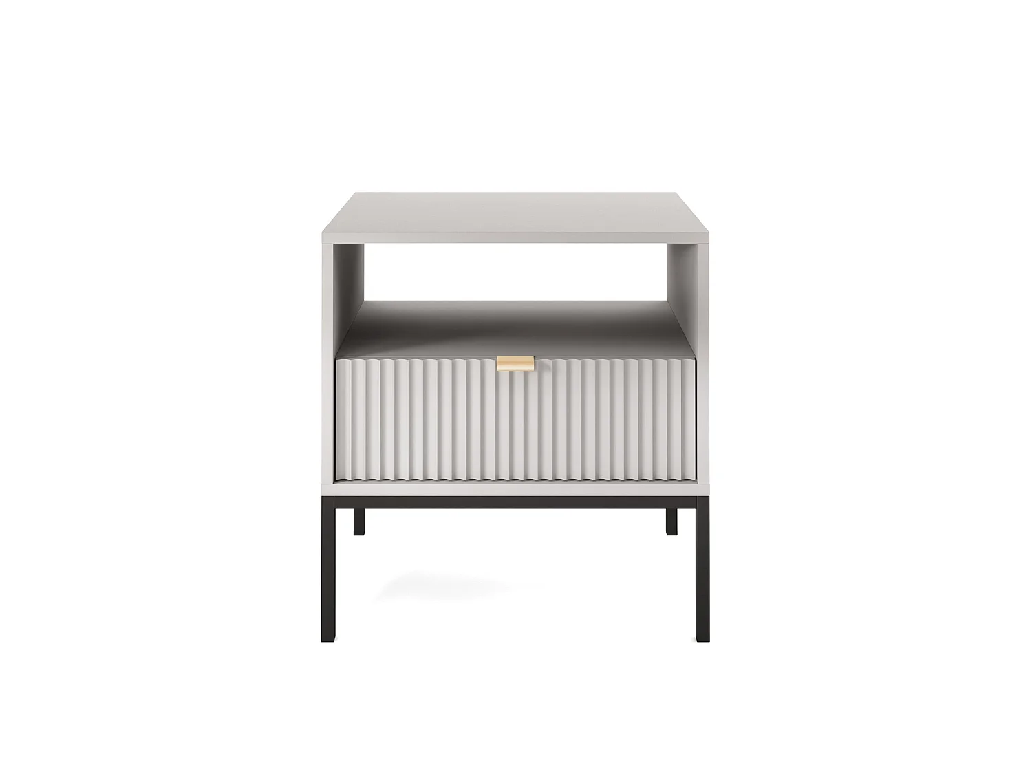Table de chevet - 54 cm - gris avec pieds noires - VELLORE
