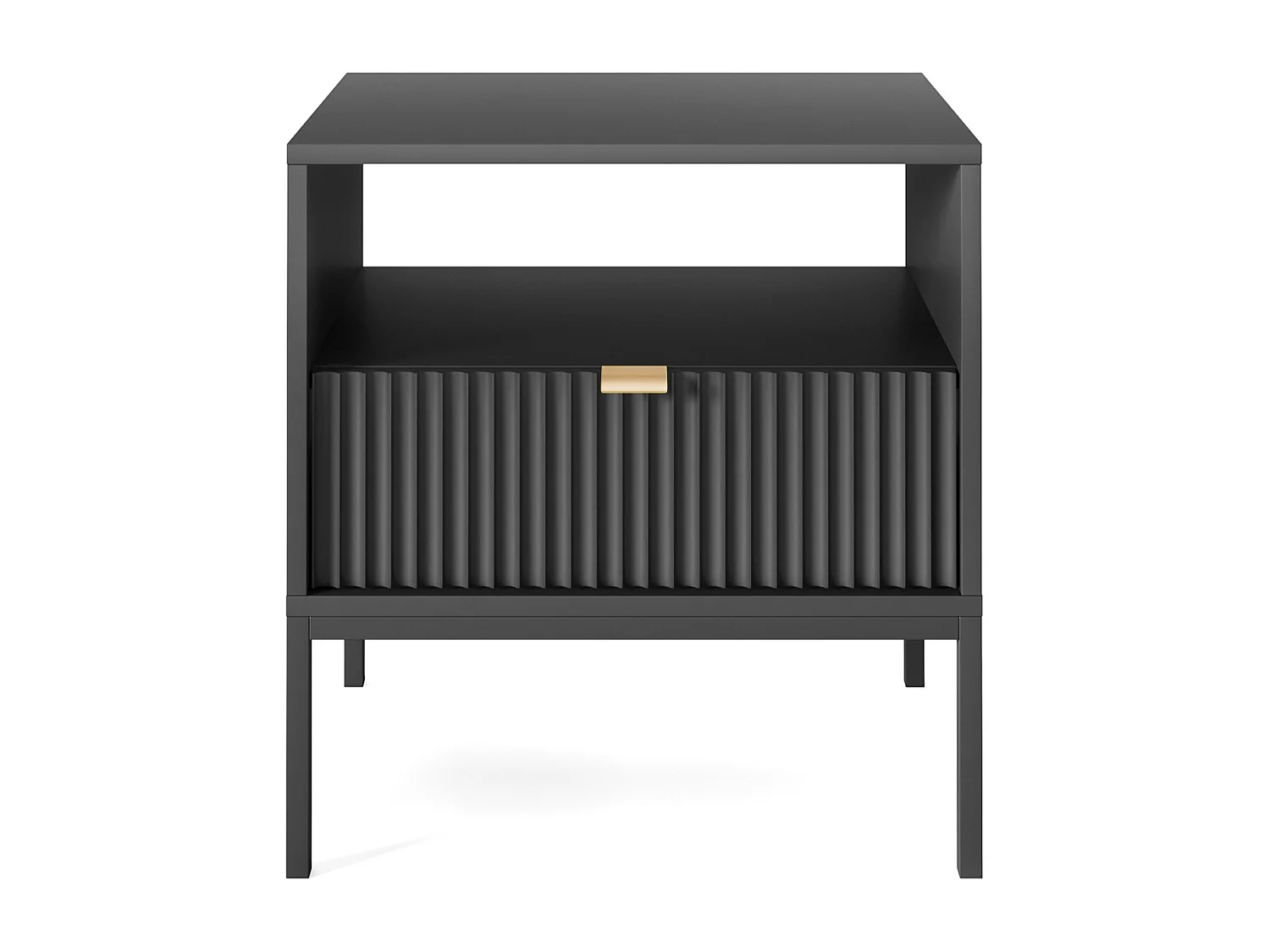 Table de chevet - 54 cm - noir avec pieds noires - VELLORE