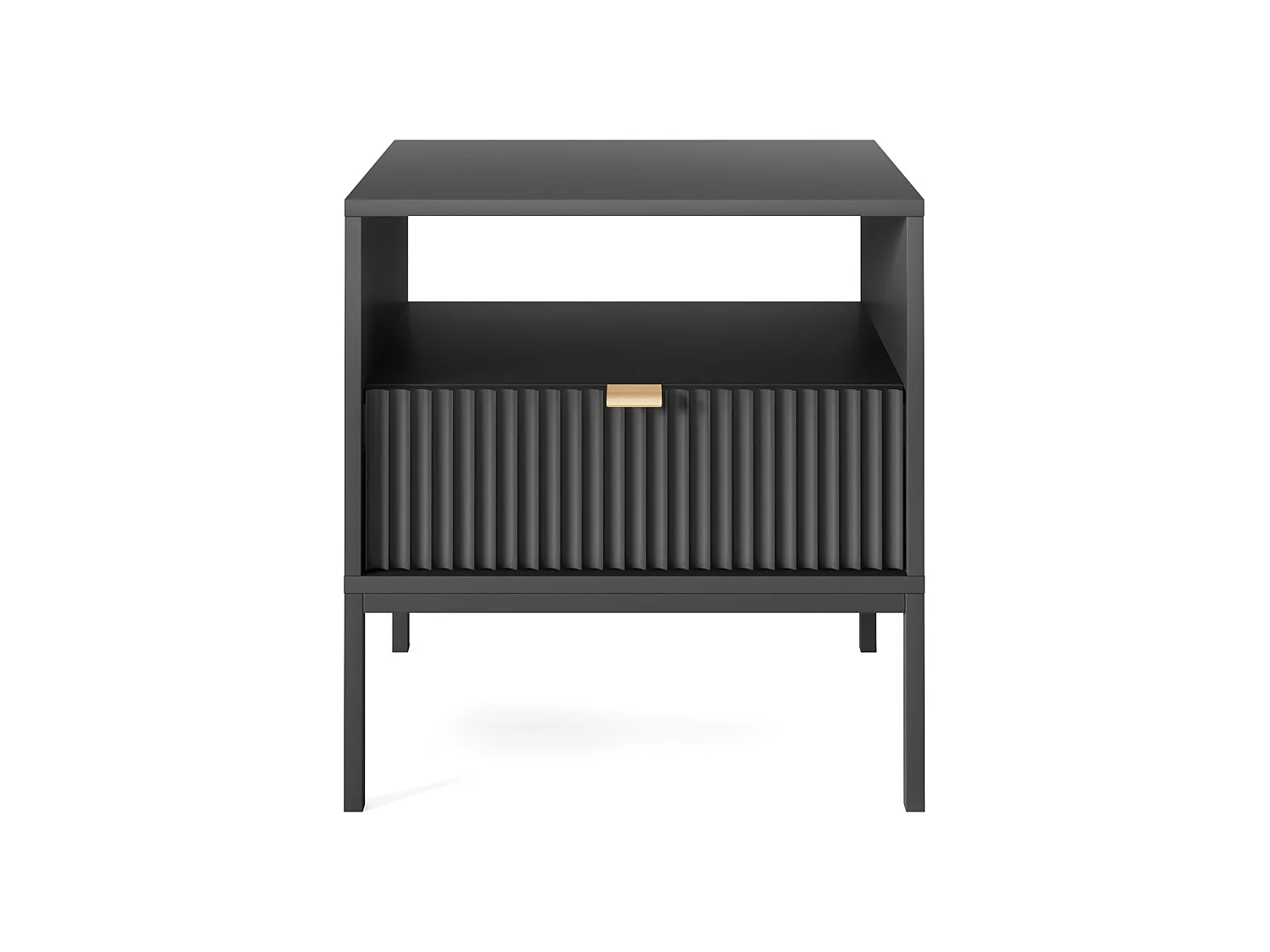 Nachtkastje - 54 cm - zwart met zwarte poten - VELLORE