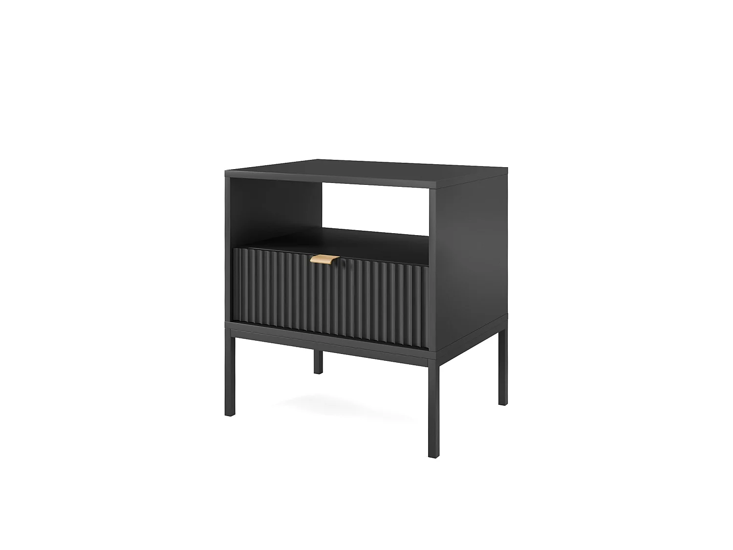 Table de chevet - 54 cm - noir avec pieds noires - VELLORE