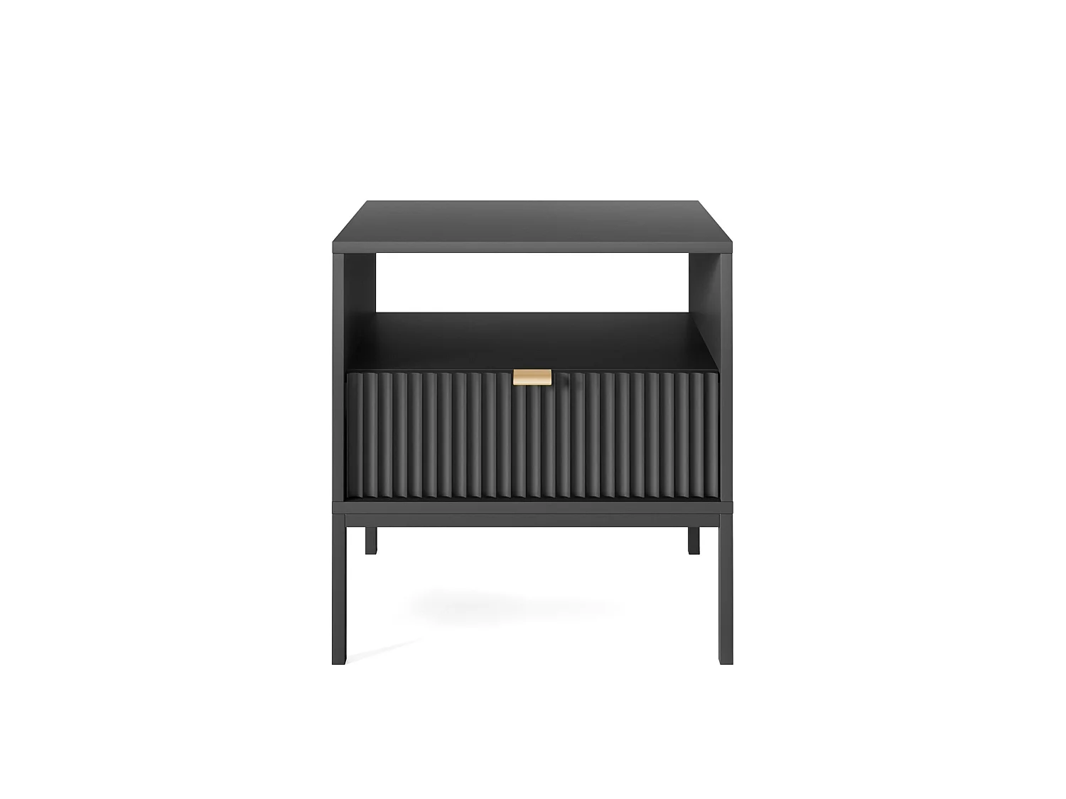 Table de chevet - 54 cm - noir avec pieds noires - VELLORE