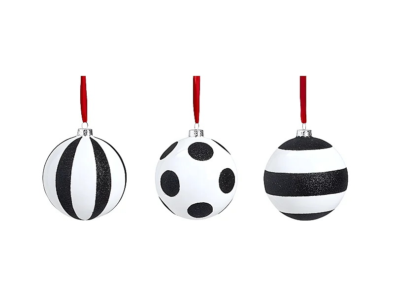 Boules de Noël Rouges et Blanches à Motif