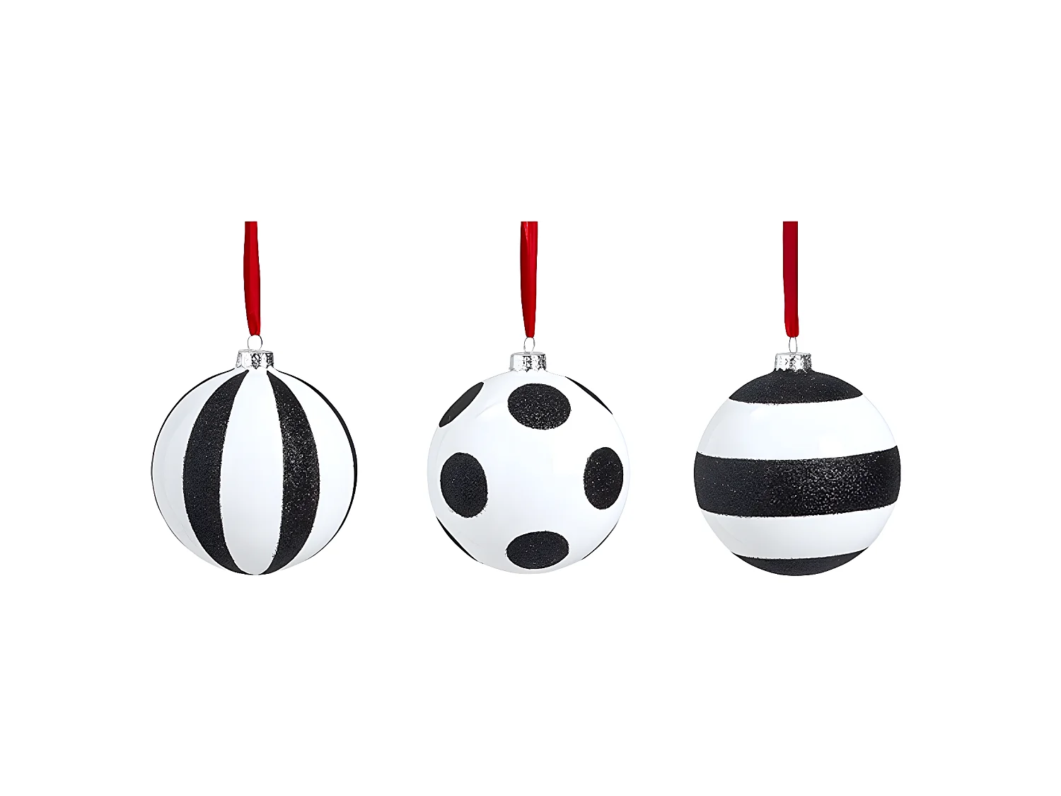 Boules de Noël Rouges et Blanches à Motif