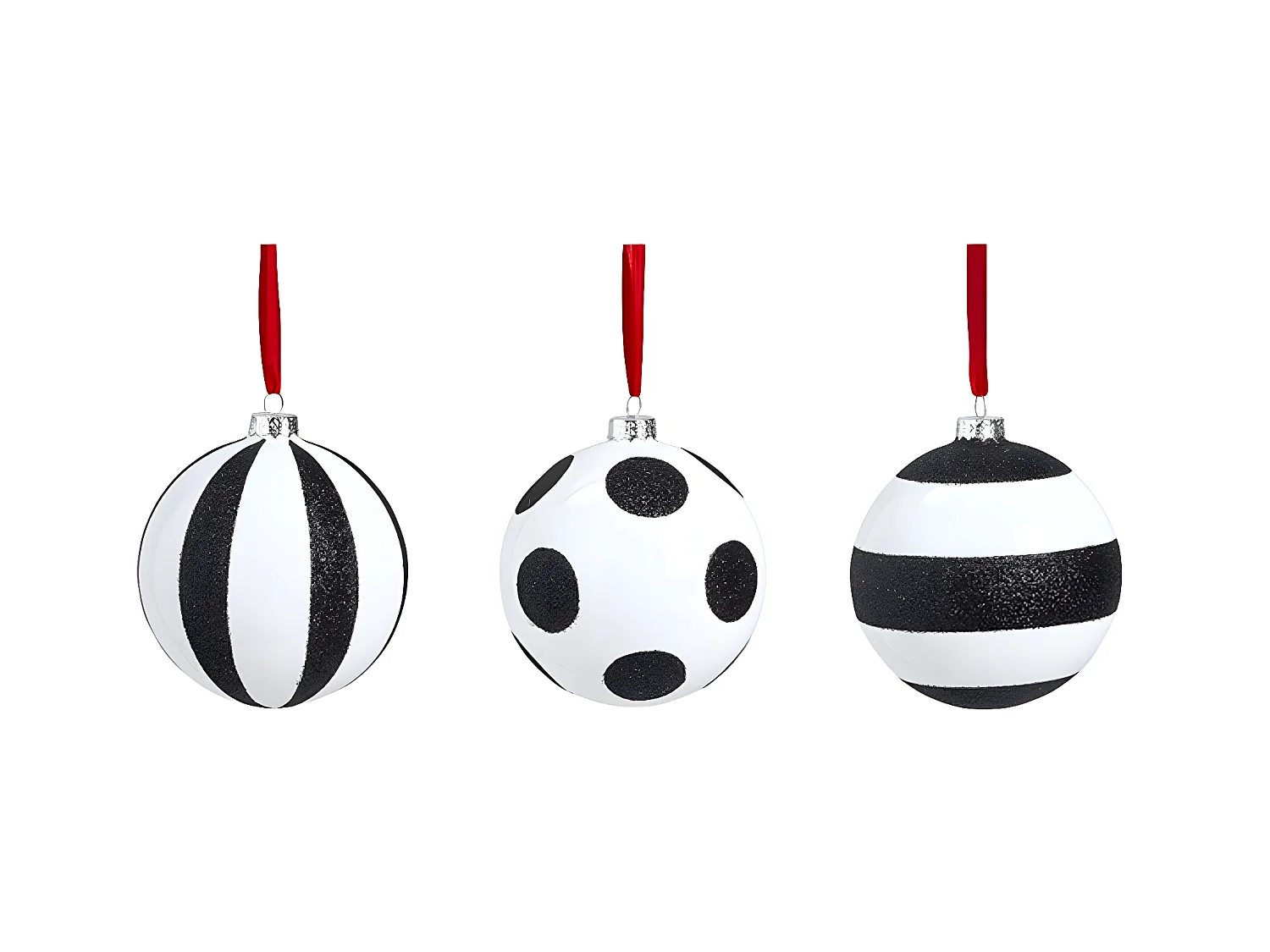 Boules de Noël Rouges et Blanches à Motif