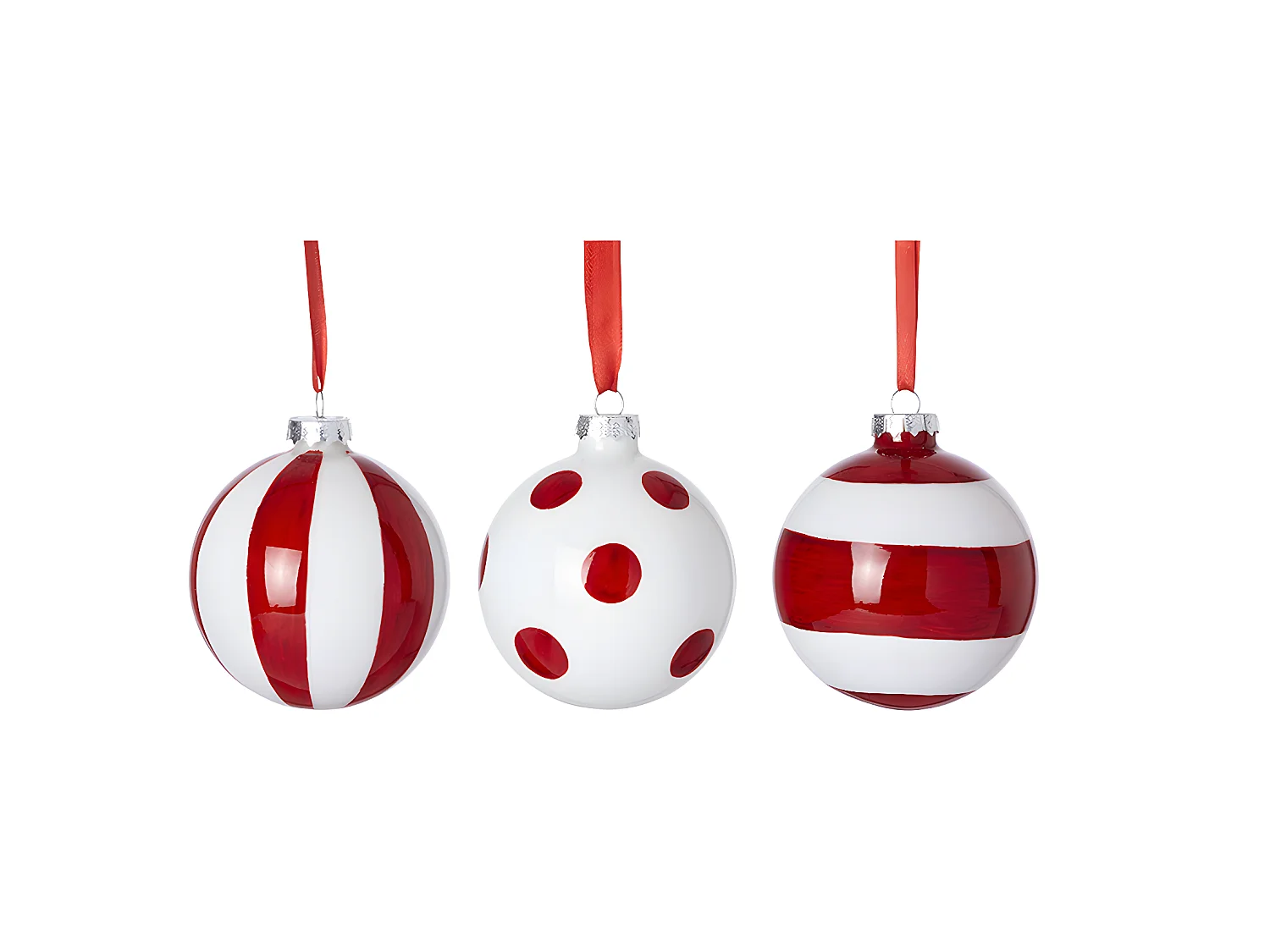 Boules de Noël Rouges et Blanches à Motif