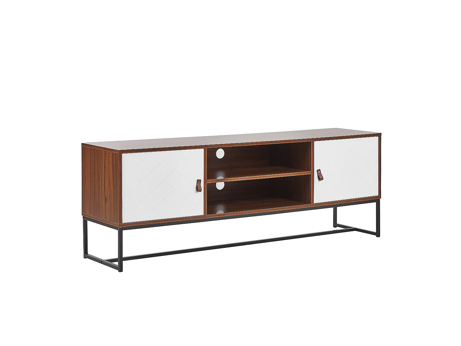 Modernes Lowboard dunkler Holzfarbton / weiß 2 Türen Nueva