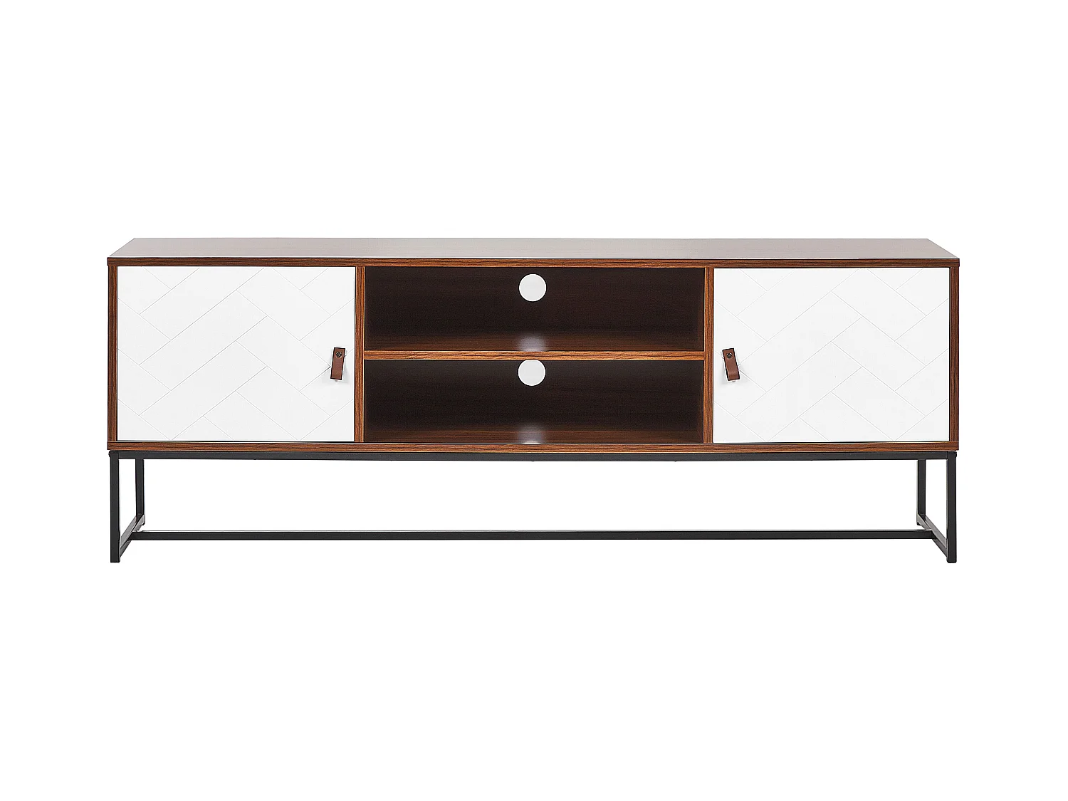 Modernes Lowboard dunkler Holzfarbton / weiß 2 Türen Nueva