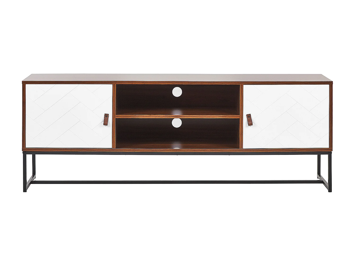 Modernes Lowboard dunkler Holzfarbton / weiß 2 Türen Nueva