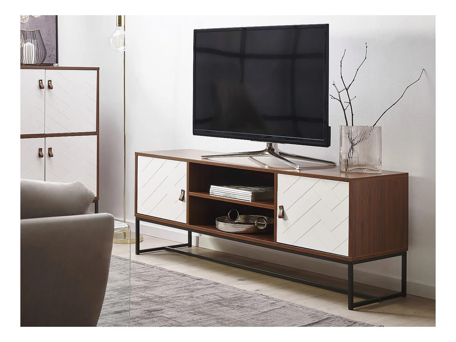 Szafka RTV NUEVA Ciemny brąz/ biały