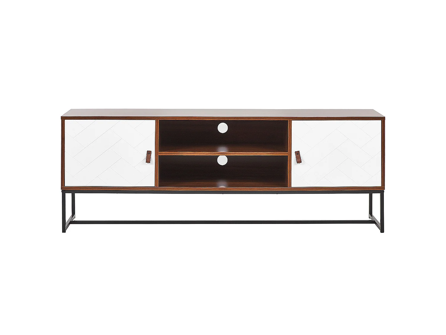 Meuble TV NUEVA Marron foncé/blanc