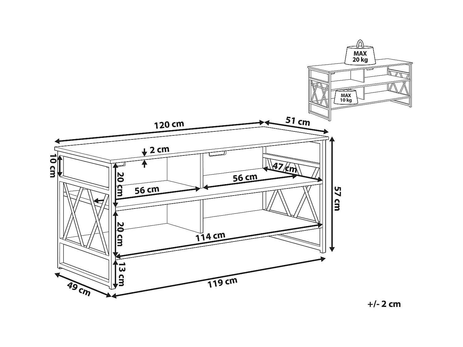 Szafka RTV CARLISLE Beżowoszary
