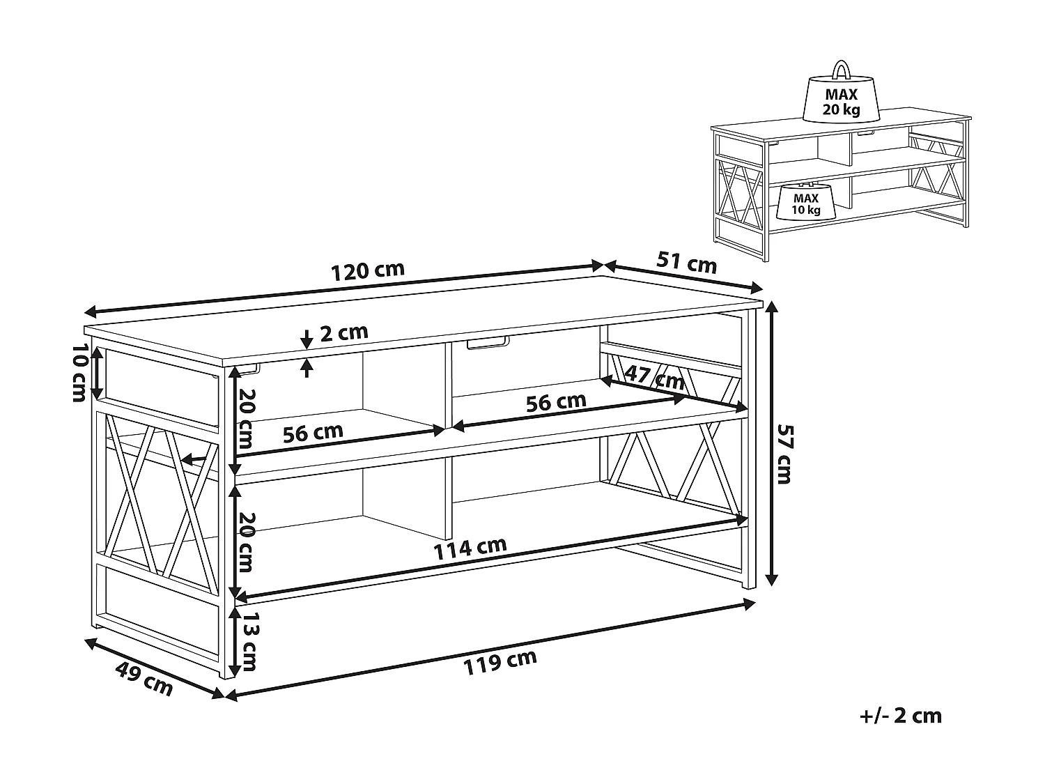 Meuble TV CARLISLE Taupe