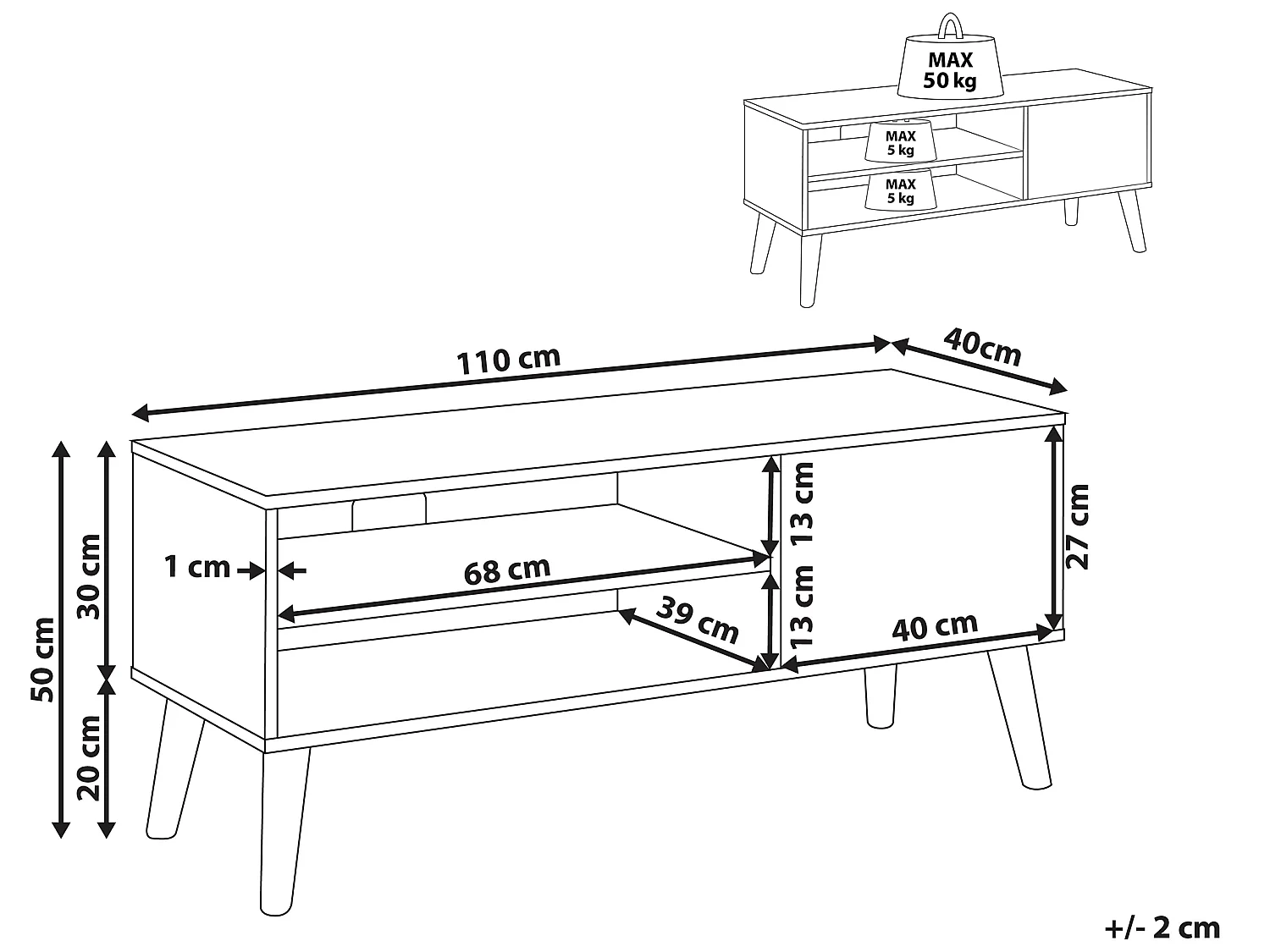 Meuble TV effet bois foncé VANLER
