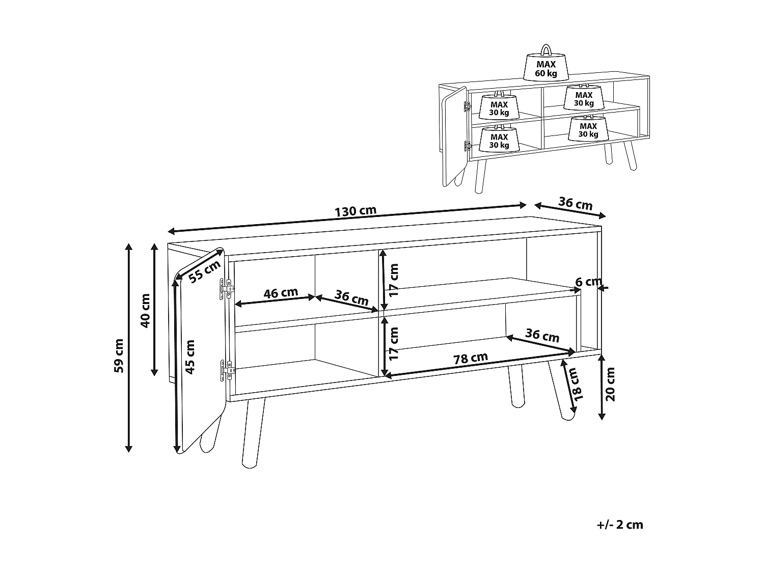 TV-meubel WESTFIELD Hout Lichtbruin