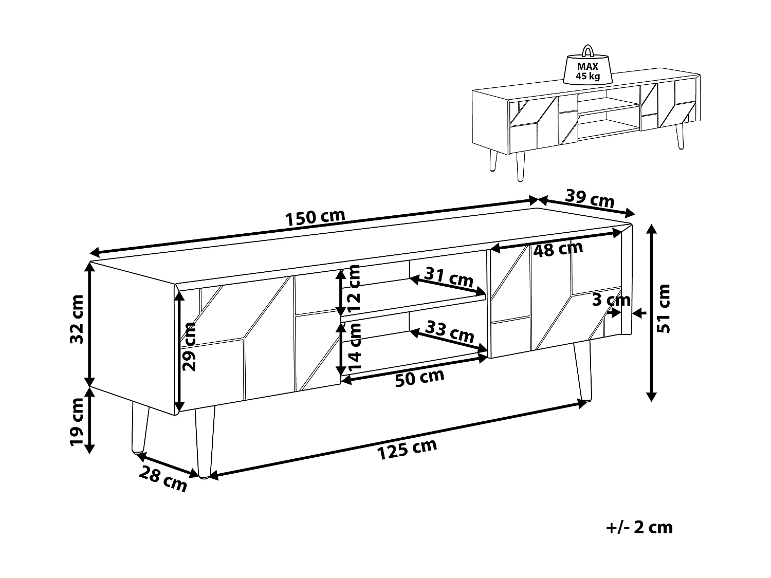 TV-meubel FRANKLIN Lichtbruin