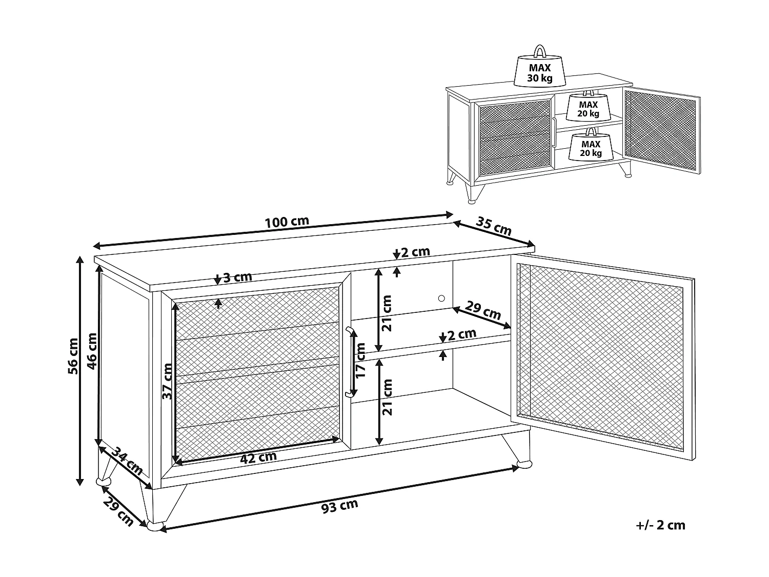 Mobile TV in legno scuro e nero VINCE