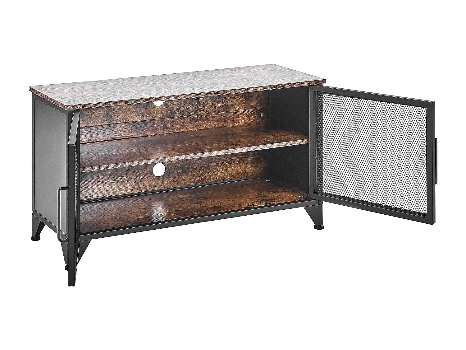 Mobile TV in legno scuro e nero VINCE